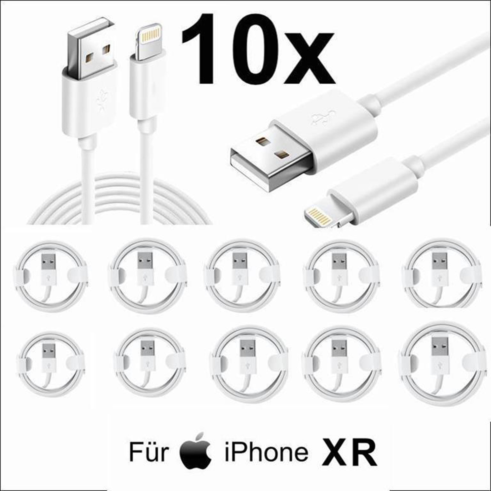 10x iPhone XR Lightning auf USB Kabel 1m Ladekabel